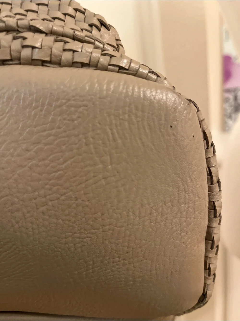 Madison West Tan/Taupe Vegan Leather Woven Backpack